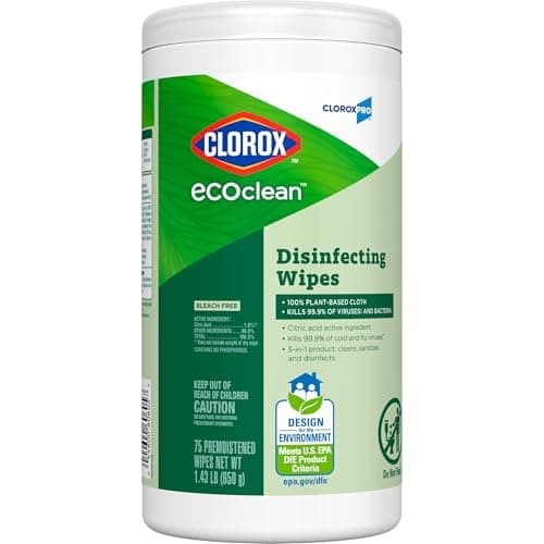 CloroxPro Clorox EcoClean Disinfecting Wipes, Multi Purpose Bleach Free Cleaner, Made with Citric Acid and Plant Based Ingredients, Antibacterial Disinfectant, Multi Surface Use, 75 Ct, Pack of 6 — view 11