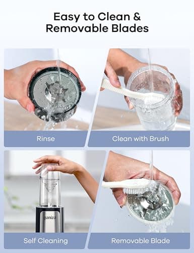 Ganiza Blender for Smoothies, 14Pcs Personal Blender for Shake and Smoothies for Kitchen with 3 Portable Cups (1x24oz & 2X17oz), Single Serve Smoothie Maker, Nutritious Recipe — view 5