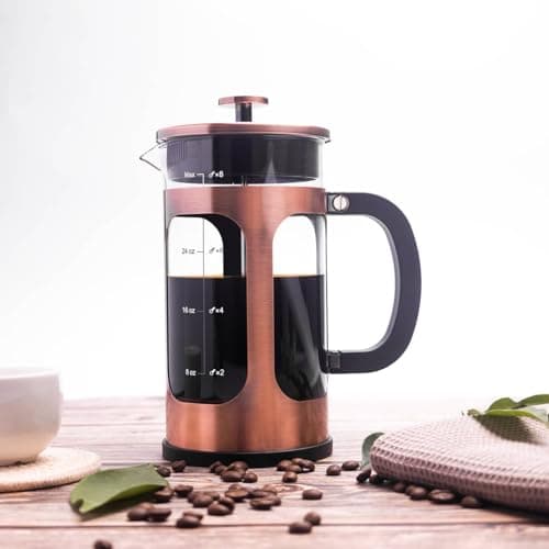 ADAMITA French Press Coffee Maker 8 cups 34 oz 304 Stainless Steel Coffee Press with 4 Filter Screens, Easy Clean Heat Resistant Borosilicate Glass - Free 100% BPA — view 2