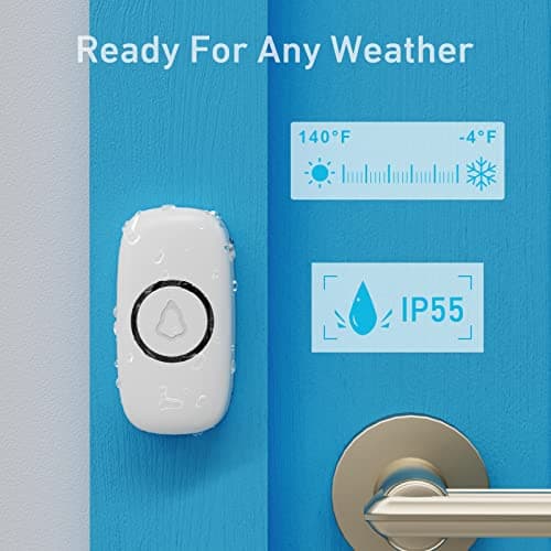 SECRUI Wireless Doorbell, Easy Installation, Adjustable Volumes, 58 Chimes, 1000Ft Operating Range, Waterproof, LED Indicator, White — view 5