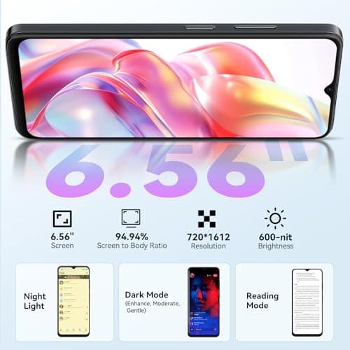 Blackview Wave 9C Unlocked Android Phones, Android 15 Cell Phone Unlocked, 6.56" Smartphones, 12+128GB/2TB，13MP+8MP，5000mAh，Fingerprint/Face ID, Black — view 3