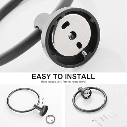 SetSail Towel Holder for Bathroom Wall Mounted Screw-in Towel Ring Stainless Steel Hand Towel Holder Heavy Duty Towel Hanger for Bathrooms, Grey — view 5