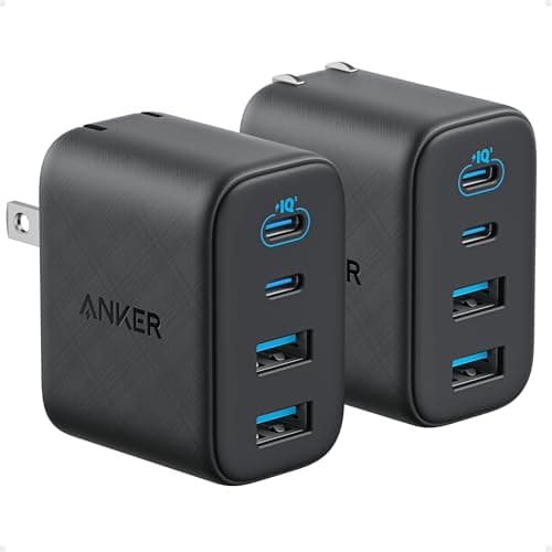 Anker Zolo USB C Charger Block,2-Pack Type C Charger Fast Charging with 50W Max Output,2 USB-C and 2 USB-A,Compact and Stable Design,for iPhone 17/16 Series,MacBook,iPad,Pixel,Galaxy,and More (Black)