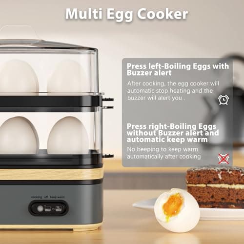 Evoloop Rapid Egg Cooker Electric 12 Eggs Capacity, Soft, Medium, Hard Boiled, Poached, Omelet Maker Egg Poacher & Vegetable Steamer, BPA Free Tray(Grey) — view 2