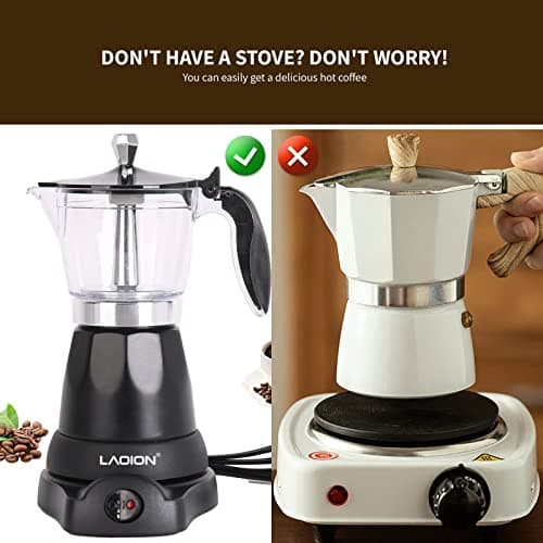 LAOION Cuban Coffee Maker, 6 or 3cup Electric Espresso Coffee Maker — view 5