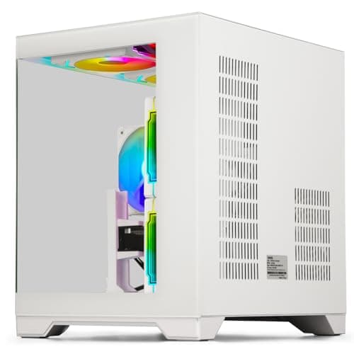 WIWB Gaming PC Desktop Computer - Ryzen 5 5500, Radeon RX 6500XT 4GB, 16GB DDR4 RAM, 512GB NVME SSD, Prebuilt Tower for 1080P Gaming, Streaming, School & Home Office (White) — view 2