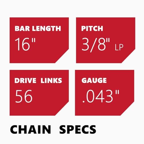 KAKEI Chainsaw Chain 16 Inch 3/8" LP Pitch .043" Gauge 56 Drive Links Fits Ego CS1613, Dewalt DCCS690-49162715, DWO1DT616, R56 (3 Chains) — view 2
