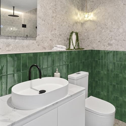 DEWOO Green Peel and Stick Backsplash Self Adhesive Wall Tiles 10-Sheet