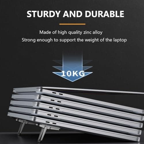 2PCS Foldable Laptop Stand, Portable Computer Keyboard Riser with 2 Adjustable Angles, Self-Adhesive Invisible Notebook Stand and Keyboard Lift for Desk(Silver) — view 2