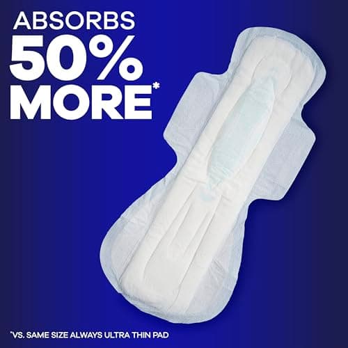 Always Maxi Pads for Women, Extra Heavy Overnight Pad with Wings, Size 5, Unscented, 36 Count — view 3