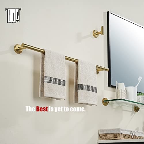 JQK Gold Toilet Paper Holder, 5 Inch Tissue Paper Dispenser, 304 Stainless Steel Wall Mount, Brushed Gold, TPH100-BG — view 3