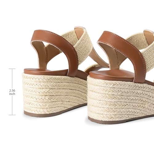 Athlefit Women's Espadrille Low Platform Wedge Sandals Camel Brown 10 — view 5