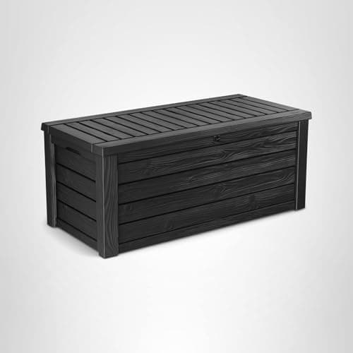 Keter Westwood 150 Gallon Resin Large Outdoor Storage Box for Patio Furniture, Outdoor Cushions, Garden Tools and Pool Floats, Dark Grey — view 9