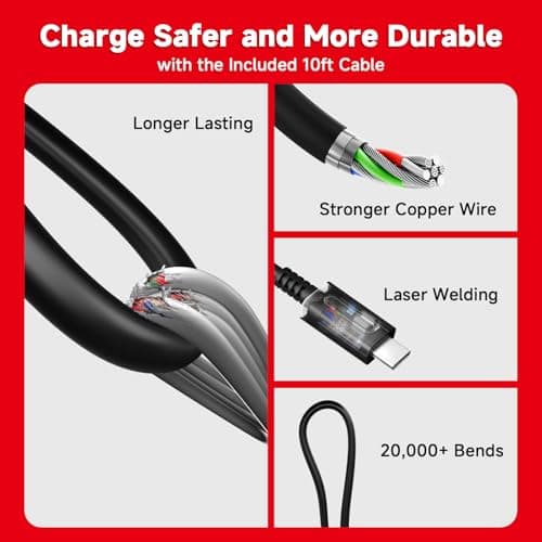 2-Pack Charger for Nintendo Switch, 45W AC Adapter Fast Charging with 2-Pack 10ft Detachable USB C Cable, Compatible with Switch/OLED/Lite, Steam Deck, Support TV Mode, Original Quality — view 4