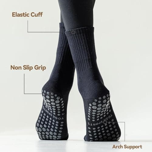 BONANGEL Pilates Socks with Grips for Women, 3 Pairs Womens Grippy Yoga Ballet Barre Hospital Gym Athletic Socks — view 3