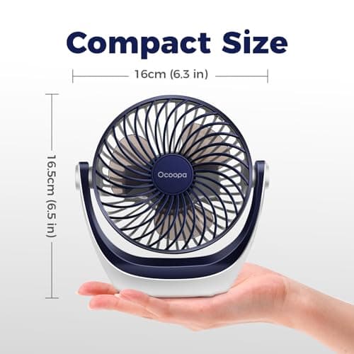 OCOOPA Small USB Desk Fan Table Fan 5'' with Strong Airflow & Quiet Operation, Portable Cooling Mini Fan 3 Speed, 360°Rotatable Head for Home Office Bedroom Desktop — view 5