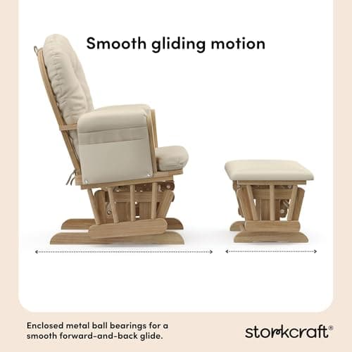 Storkcraft Premium Hoop Glider & Ottoman (Natural/Beige) — GREENGUARD Gold Certified Nursery Glider, Solid Wood Craftsmanship, Smooth-Gliding Nursery Chair and Ottoman, Award-Winning — view 4