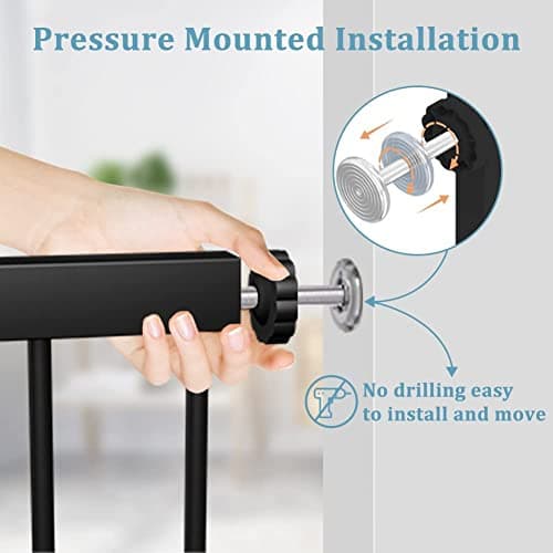 Baby Gate with Small Pet Door 29.5"-32.2" Inch Wide Black, Walk Through Dog Gate for Stairway Doorway Halway - Safety Child Gates Auto Close for The House — view 4