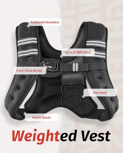 ZELUS Weighted Vest, 6lb/8lb/12lb/16lb/20lb/25lb/30lb Weight Vest with Reflective Stripe for Workout, Strength Training, Running, Fitness, Muscle Building, Weight Loss, Weightlifting, Black(12 lb) — view 3