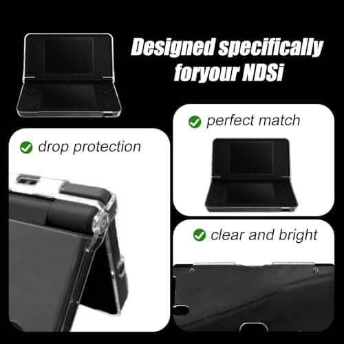 Hard Shell Clear Crystal Case Cover for NDSi XL & NDSi LL, Transparent Case Anti-Fingerprint Anti-Scratch Hard PVC Shell for Retro Game Enthusiasts or Collectors — view 4