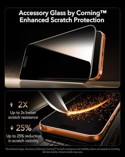 ESR Accessory Glass by Corning™ 3 Pack 9H+ Glass for iPhone 17 Pro Max Privacy Screen Protector, Military Grade Shatterproof & Durable with UltraFit Tray — view 3