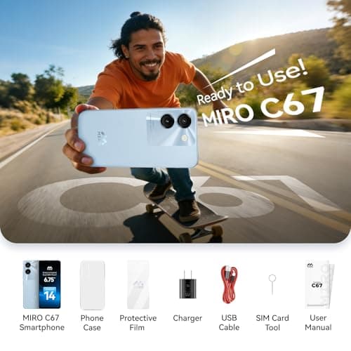 MIRO Ultra-Light 192g 6.75" Big Screen Smartphone - 4G 64GB + 1TB Expandable Storage, 13MP AI Dual Camera 5MP Front, 4900mAh Battery, 3.5mm Headphone Jack, Android 14, Dual SIM Global (Blue) — view 6
