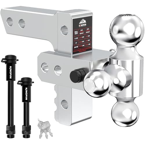 Adjustable Trailer Hitch - Drop Hitch 2 Inch Receiver Tri Ball 6" Rise/Drop