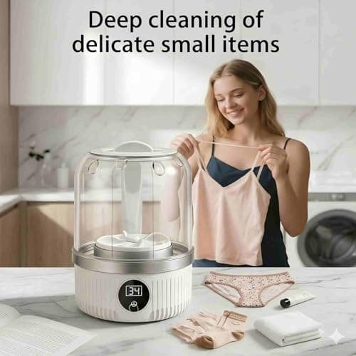 Portable Washing Machine,Mini Underwear Washer with LED Display,1L Small Washer,IP67 Waterproof, Delicate Wash for Socks,Bikinis & Doll Clothes,Ideal for Travel,Apartment,Camping,Dorms — view 2