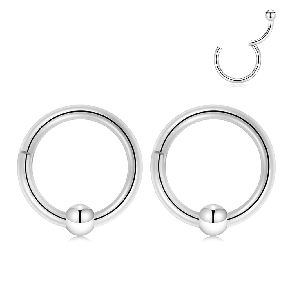 GAGABODY 2 Pcs Nose Rings 20G 18G 16G 14G 12G 10G 8G Surgical Steel Piercing Rings for Nose Septum Cartilage Helix Tragus Conch Rook Daith Lobe from 5mm to 16mm Seamless Hoop Unisex Hinged Earrings — view 17