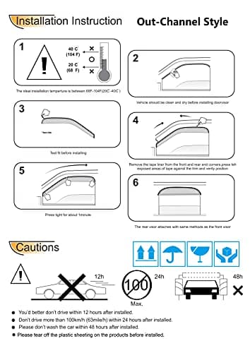 Deebior Side Wind Deflector, 4pc Out-Channel Rain Guards, Smoke Window Visors fit for 2007-2014 Chevy Silverado/GMC Sierra 1500/2500HD/3500HD Crew Cab, 07-14 Yukon XL/Suburban/Avalanche 94515 — view 5