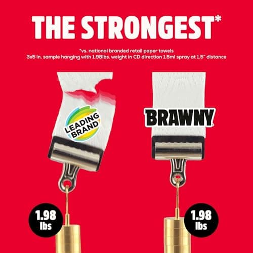Brawny Tear-A-Square 3-Ply Paper Towels, 6 Double Rolls = 12 Regular Rolls, Strong, Absorbent, and Durable with 3 Sheet Sizes (Quarter, Half, Full) — view 3
