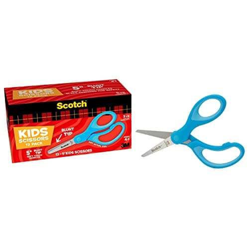 Scotch Kids Scissors, 12 Pack, Blunt, Stainless Steel, Soft Grip, Blue, 5" — view 3