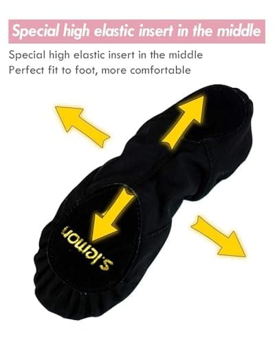 s.lemon Stretch Ballet Shoe,Girls Women Split Sole Elastic Dance Slippers Ballet Shoes LGM Black 42 — view 4