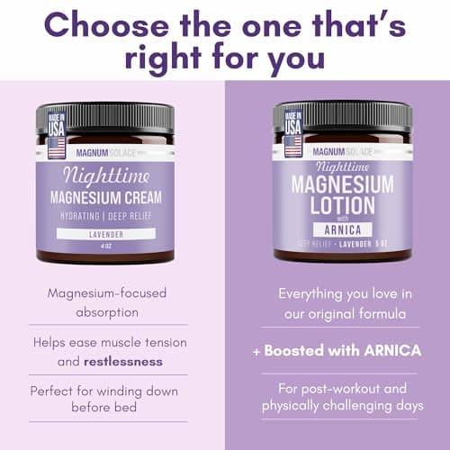 Nighttime Magnesium Lotion with Arnica – Highly Concentrated Magnesium for Muscles & Joints – Apply to Legs or Feet Before Bed – Skin-Friendly