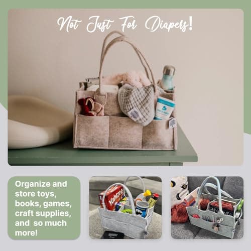 Parker Baby Co. Felt Diaper Caddy Organizer - Regular, Oatmeal — view 5