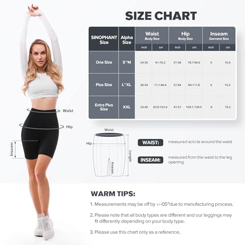SINOPHANT High Waisted Women Biker Shorts - 6” Buttery Soft Elastic Tummy Control Shorts for Gym, Yoga, Workout(Pockets, S-M, Navy) — view 5
