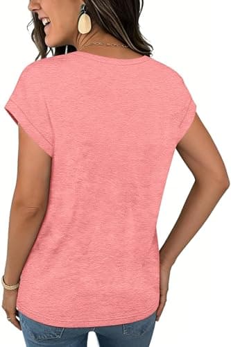 WELINCO Cap Sleeve Top Women Summer 2026 Casual Spring V Neck Sleeveless Tee Shirt Basic Trendy Beach Vacation Outfits Clothes Pink X-Large — view 2