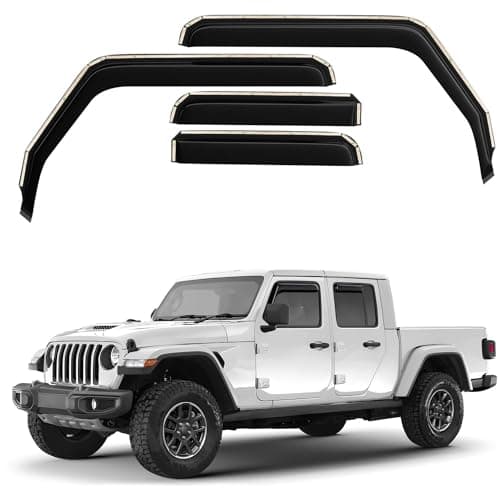 GrandWheel Co Smoke Tinted in-Channel Side Window Vent Visor Deflectors Rain Guards Compatible with Jeep Gladiator 2020-2026 - 4 pcs. GW0631