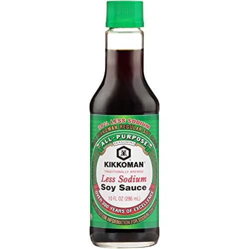 Kikkoman Less Sodium Soy Sauce - All Purpose Seasoning - Traditionally Brewed Less Sodium Soy Sauce with the Same Great Flavor - 296 mL