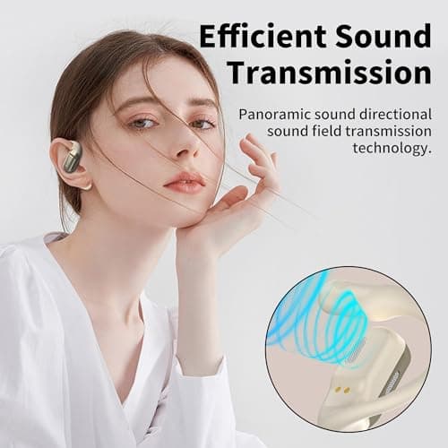 BUGANI Open Ear Headphones, Bluetooth 5.2 Open Ear Earbuds with Microphone, ENC Clear Talk, Immersive Stereo Sound, Fast Charging, 32H Playtime, Waterproof, White — view 5