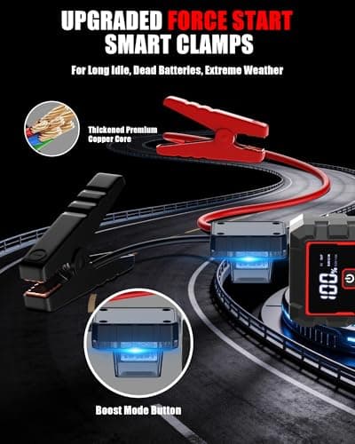 Booster Pack Jump Starter, Car Battery Booster Jump Starter for Car BoosterMotorcycle with Smart Jump Cable,3-in-1 Flashlight, LED Display (10L Gas/10L Diesel) — view 5