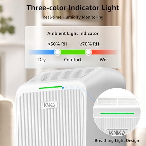 Dehumidifier for Basement with Drain Hose Max 34 Pints, KNKA 2500 Sq.Ft Dehumidifiers for Home, Large Room, Bathroom, Three Operation Modes, Intelligent Humidity Control, Dry Clothes, 24HR Timer — view 5