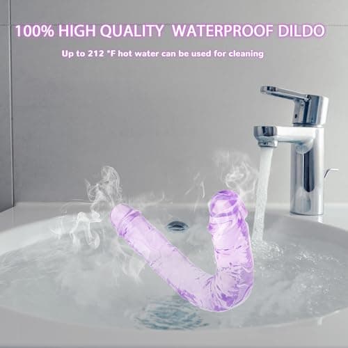 11.8 * 1.37 Inches Double Dildo Crystal Jelly Realistic Anal Long Dildo Penis Soft and Flexible with Veins and Glans Adult Sex Toys for Women/Men/Lesbian Purple — view 4