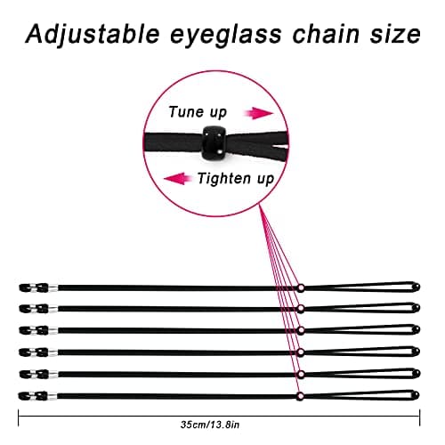 VOOGLASS Glasses Strap(6 PCS) Sports Eyeglass Strap,Adjustable Sunglasses Lanyard Neck Holders Cord Retainer for Men Women — view 4