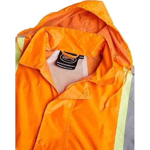 Pioneer Hi Vis Waterproof Heavy Duty Rainsuit - Hooded Rain Jacket and Bib Pants - 210D Oxford Poly/PVC - Orange — view 16