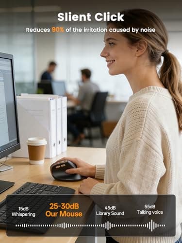 SABLUTE MAM3 Ergonomic Mouse, Bluetooth Mouse for Small/Medium Hands,Dual-Device Connectivity for Computer/Laptop, Rechargeable Wireless Vertical Mouse with 4 Adjustable DPI for Windows,Mac OS,Black — view 2
