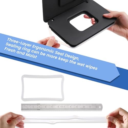 Lijroavy Baby Wipes Dispenser & Wipes Holder - Non-Slip Refillable Baby Wipes Container with Sealing Lid, Keeps Wipes Fresh, Portable Wipes Case for Travel & Home (Black) — view 3
