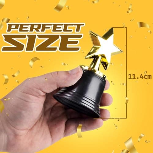 Star Trophy Awards - Pack of 12 Bulk - 4.5 Inch, Gold Award Trophies for Kids Party Favors, Props, Rewards, Winning Prizes, Competitions for Kids and Adults