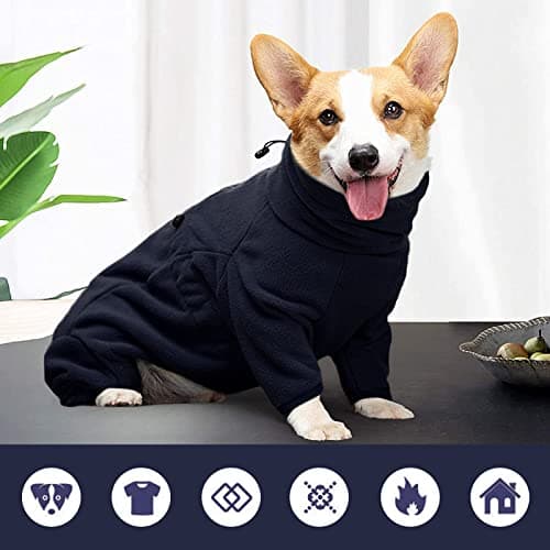 ROZKITCH Dog Fleece Jacket, Pet Windproof Warm Cold Weather Jacket Vest Cozy Jumpsuit Apparel Outfit Clothes for Medium Large Dog Walking Hiking Sleep Blue XL — view 3