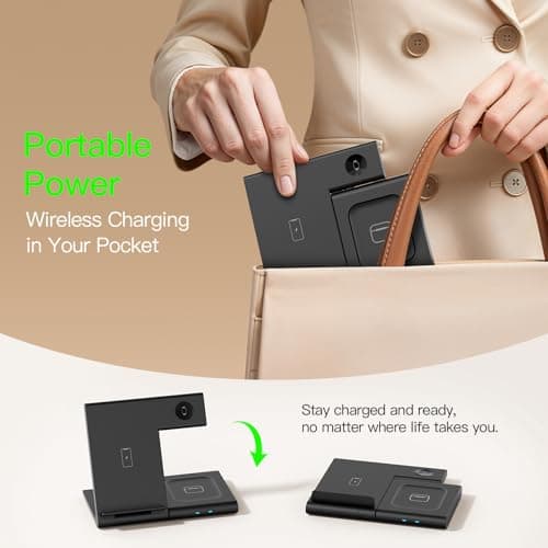 New Travel Portable Wireless Charger: for Apple Charging Station 3 in 1 Charger Stand Multiple Devices for Apple - iPhone 17 16 15 14 Pro Max 13 12 11 - Watch 2-11 SE Ultra Series - Airpods 4 3 2 Pro — view 2